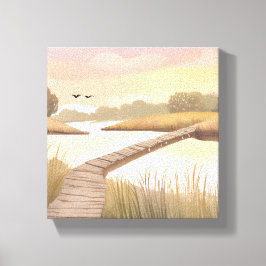 Impressão Em Tela Calçada da Baía | Pintura em Aquarela Costeira Are