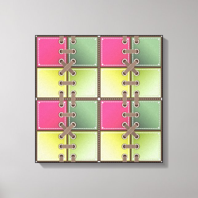 Impressão Em Tela calçado laca moda rosa e verde (Frente)