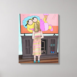 Impressão Em Tela Calçados brilhantes azuis Garotinha assistindo T