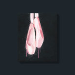 Impressão Em Tela Calçados de Balé rosa pop<br><div class="desc">Uma pintura digital texturizada de delicados calçados de ponta rosa com arranhões,  salpicos e pingos. O fundo é uma textura áspera em uma tonalidade aqua escura.</div>