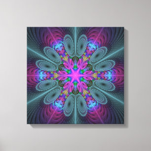 Impressão Em Tela Caleidoscópio de Arte Fractal de Greve Colorida Ma