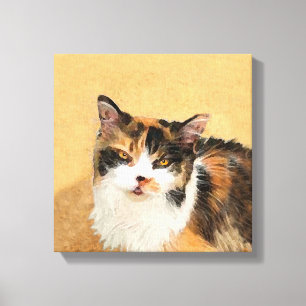 Impressão Em Tela Calico Cat Painting - Gato Original Bonito
