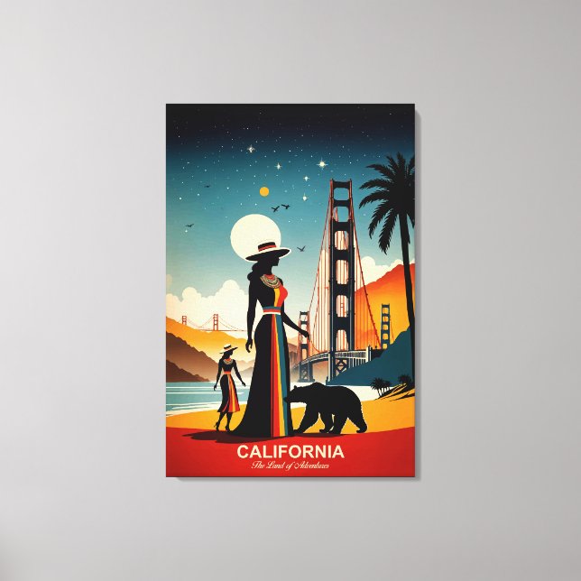 Impressão Em Tela Califórnia: A Terra das Aventuras (Frente)