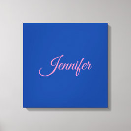 Impressão Em Tela Caligrafia Elegante Azul Cor-de-Rosa Nome Personal