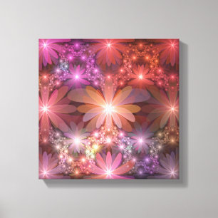 Impressão Em Tela Cama De Flores Colorida Abstrata Arte Fractal Bril