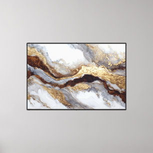 Impressão Em Tela Camadas de Geodo Dourado, Marrom e Cinza Arte de P