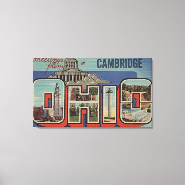 Impressão Em Tela Cambridge, Ohio - Cenas com Letras Grandes (Frente)