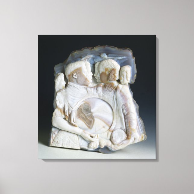 Impressão Em Tela Cameo retratando Cosimo de Medici (1519-74) e seu (Frente)