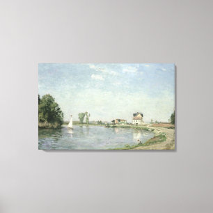 Impressão Em Tela Camille Pissarro   na borda do rio, 1871