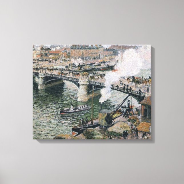 Impressão Em Tela Camille Pissarro Pont Boieldieu em Rouen Painting (Frente)