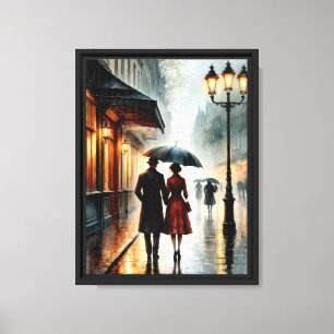 Impressão Em Tela Caminhada romântica na rua Rainy City