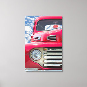Impressão Em Tela caminhão vermelho vintage com felpudo