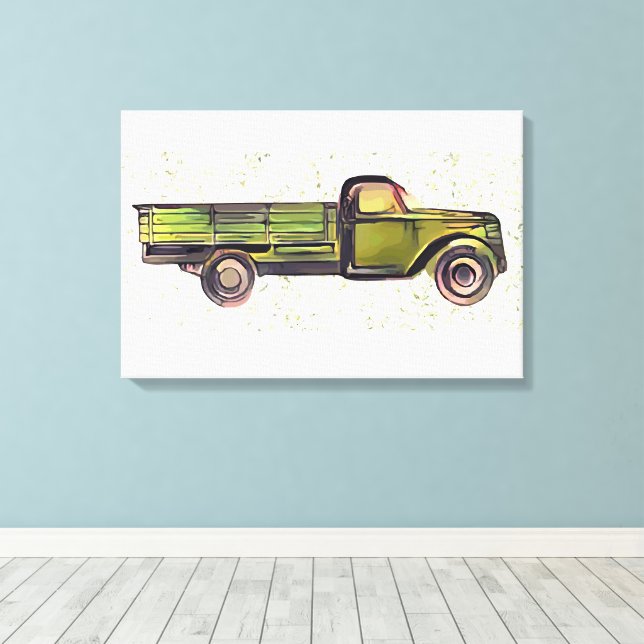 Impressão Em Tela Caminhão Vintage (Insitu(piso de madeira))