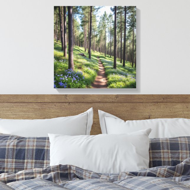 Impressão Em Tela Caminho da Floresta Serene em Springtime (Insitu(Quarto))