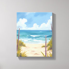 Impressão Em Tela Caminho da Praia | Pintura Costeira em Aquarela do