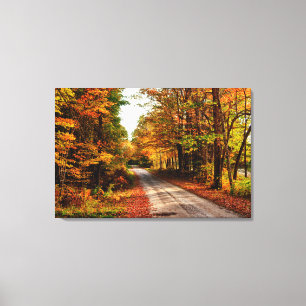 Impressão Em Tela Caminho de madeira com folhagem de outono