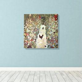 Impressão Em Tela Caminho do Jardim com Galinhas, Gustav Klimt, Art 