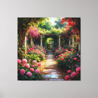 Impressão Em Tela Caminho do Jardim Exuberante com Roseiras