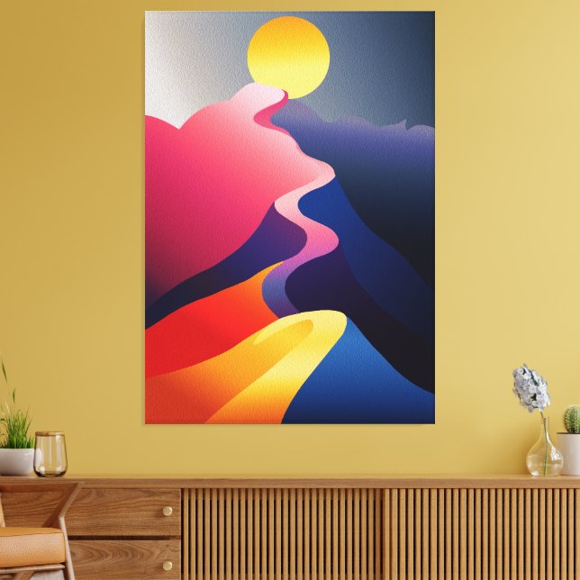 Impressão Em Tela Caminho para o Sol - Montanha Abstrato vibrante (Insitu(Sala de estar))