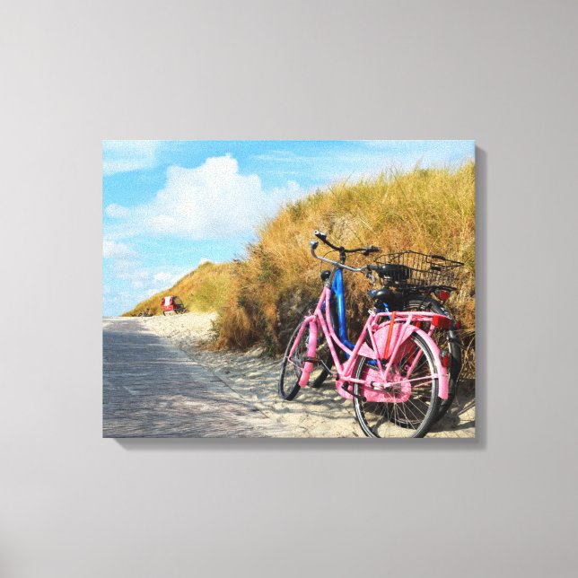 Impressão Em Tela Caminho Para Praia Com Bicicletas | Norderney, Ale (Frente)