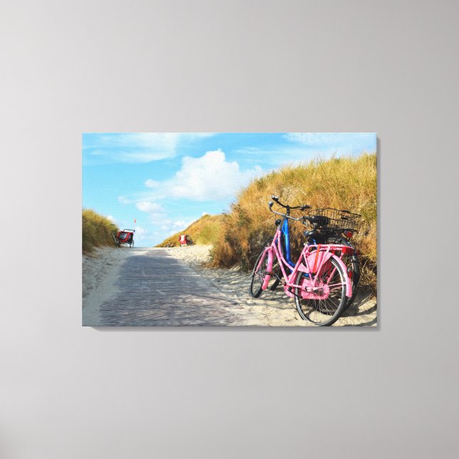 Impressão Em Tela Caminho Para Praia Com Bicicletas | Norderney, Ale (Frente)