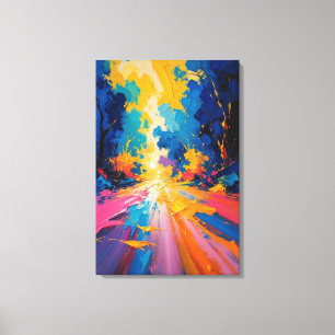 Impressão Em Tela Caminho Radiante - Paisagem Abstrata Vibrante