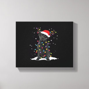 Impressão Em Tela Camisa Black Labrador Xmas Dog Christmas Tree Ligh