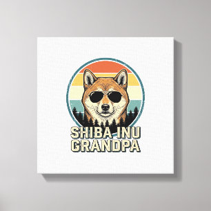 Impressão Em Tela Camisa de cachorro vovô Shiba Inu Vintage Design_1