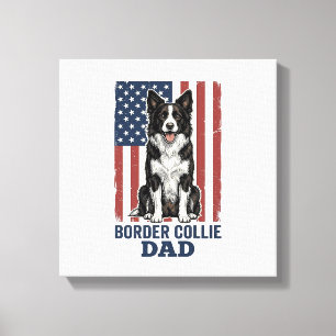 Impressão Em Tela Camisa de Cão Vintage Patriótica do Papai Border C