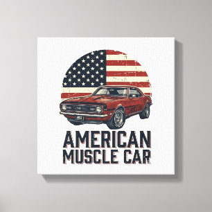 Impressão Em Tela Camisa de Carro Musculoso Americano Design de Band