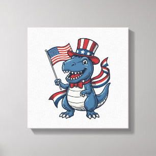 Impressão Em Tela Camisa de Dinossauro Patriótico Vintage Vector Des