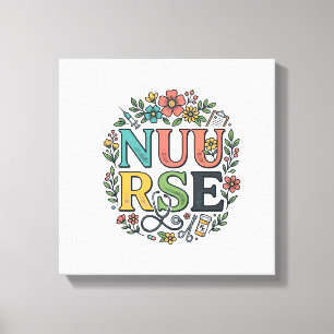 Impressão Em Tela Camisa de Enfermeira Floral Design Arte Médica Vin