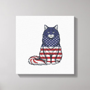 Impressão Em Tela Camisa de Gato de Bandeira Patriótica com Desenho 