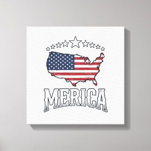 Impressão Em Tela Camisa de Mapa de Bandeira Patriótica Vintage Meri