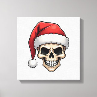 Impressão Em Tela Camisa de Natal Crânio Funny Santa XMES Homens Mul