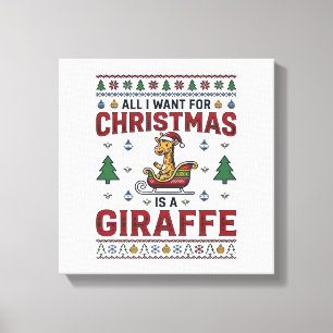 Impressão Em Tela Camisa de Natal Girafa Trenó Festa Divertida Des
