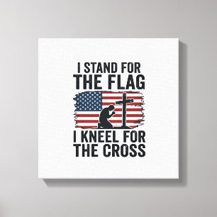 Impressão Em Tela Camisa de Pé pela Bandeira Ajoelhe pela Cruz Desen
