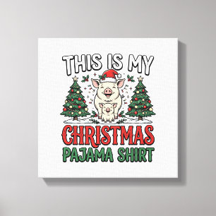 Impressão Em Tela Camisa de pijama de Natal Porco Fofo Férias Desenh