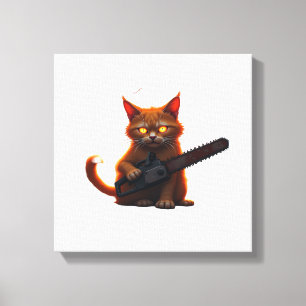 Impressão Em Tela camisa do gato motosserra Classic T-Shirt