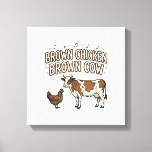 Impressão Em Tela Camisa engraçada da fazenda Frango Marrom Vaca Mar
