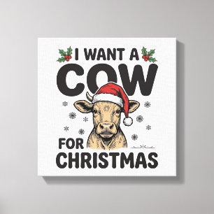 Impressão Em Tela Camisa engraçada de Natal de vaca vintage Design d