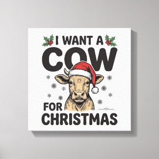 Impressão Em Tela Camisa engraçada de Natal de vaca vintage Design d