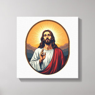 Impressão Em Tela Camisa Jesus Dawn Crest Vintage Engraving