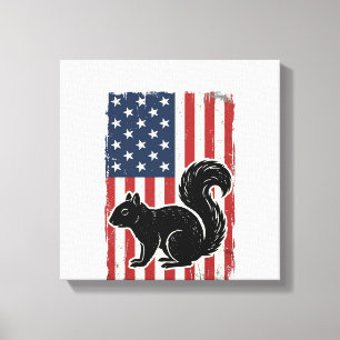 Impressão Em Tela Camisa Patriótica de Esquilo da Bandeira Americana