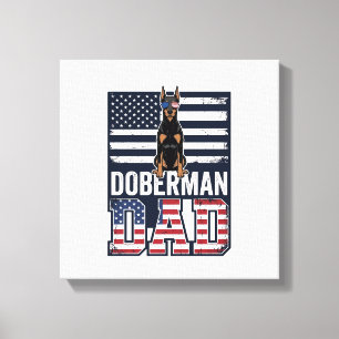 Impressão Em Tela Camisa Patriótica do Papai Doberman Vintage Design