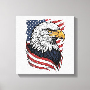 Impressão Em Tela Camisa Patriótica Vintage Eagle Bandeira Americana