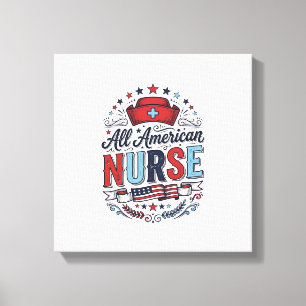 Impressão Em Tela Camisa Patriótica Vintage Enfermeira Americana_