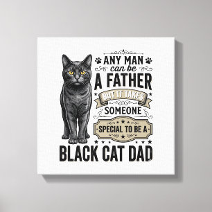 Impressão Em Tela Camisa Preta de Gato Papai Design de Gravura Vinta