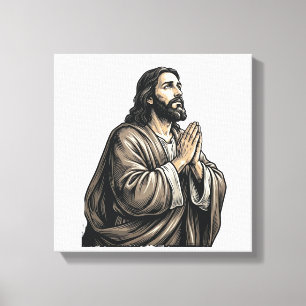 Impressão Em Tela Camisa Religiosa Homem Orando Gravura Vintage Desi