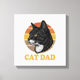 Impressão Em Tela Camisa Vintage Cat Dad Retro Cat Lover Design_1